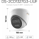 [ColorVu 3.0 + MD 3.0] Turret IP 2 Megapixel / Lente 2.8 mm / 30 mts IR + 30 mts Luz Blanca / Micrófono Integrado / ACUSENSE Lite / Exterior IP67 / dWDR / PoE / Micro SD