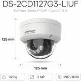 [ColorVu 3.0 + MD 3.0] Domo IP 2 Megapixel / Lente 2.8 mm / 30 mts IR + 30 mts Luz Blanca / Micrófono Integrado / ACUSENSE Lite / Exterior IP67 / IK08 / dWDR / PoE / Micro SD
