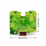 Borna de Tierra, 2 Conductores 35 mm², POWER CAGE CLAMP, Poliamida PA66, Montaje Carril DIN 35×15, Verde-Amarillo, Aplicaciones Ferroviarias y Marinas