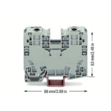 Borna de Paso, 35 mm², POWER CAGE CLAMP, 125 A, 1000 V, Montaje Carril DIN 35×15, Gris, Para Conductores 6-35 mm², Conectores Laterales, Marcaje Lateral