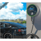 Estación de Carga para Vehículos Eléctricos / 48A 11.5kW / Voltaje 220-250V 1 Fase y 380-480V 3 Fases / Pantalla LCD 4.3 Pulgadas / Cable TPU 5 Metros / Protecciones Múltiples / Conectividad Plug and Play APP RFID / Carcasa Alu