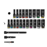 Juego de Dados de Impacto KNECT™ (M) / 3/8″ Drive Profundo / SAE y Métrico / 23 Piezas / Adapters Multi-Propósito / MODbox™ Case