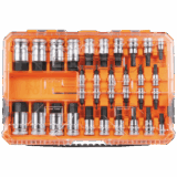 Juego de Dados Moleteados / SAE-Métrico-Hex-Torx® / 13 Piezas por Set / Acabado Moleteado para Mejor Agarre / Marcado en Relieve / Incluye Llaves Cuadradas