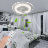 Ventilador de Techo con Luminario LED de 110 V CA 50/60 Hz /  88 W / 3 Tonos de Luz (6500 – 4 000 – 2 700 K) / Con giro 360° / Diámetro 495 mm / 6 Velocidades / Dimeable.