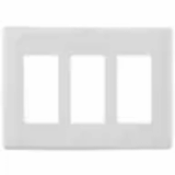 Tapa para Caja de 3 Espacios/ Contacto Duplex / Tornillos Ocultos / Color Blanco.