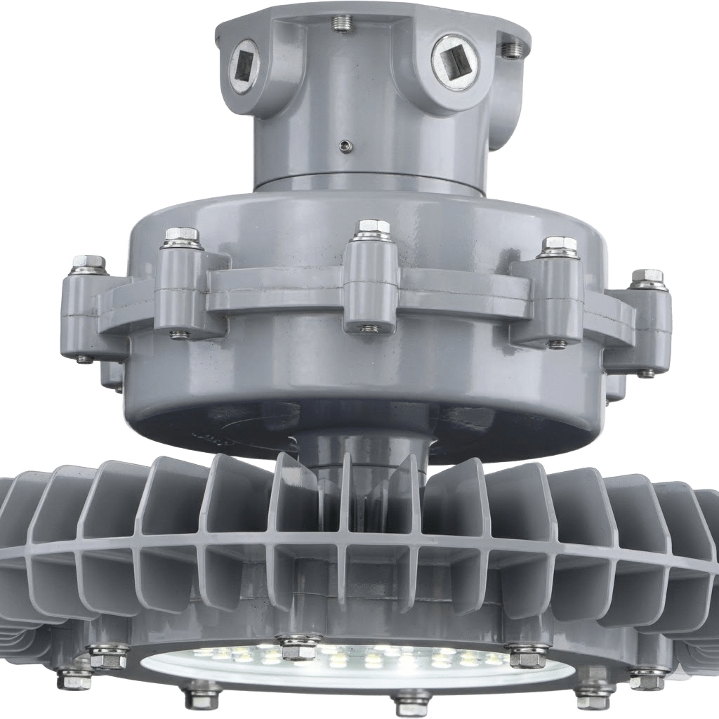 Luminaria Industrial LED a Prueba de Explosión / Serie LE-LED / 124W a 225W / 13,500 a 24,500 Lúmenes / Eficiencia 150 lm/W / 4000K y 5000K / Clase I Div. 1 Grupos C,D / Clase II Div. 1 Grupos E,F,G / NEMA 4X / 50,000 Horas de Vida / Alumini