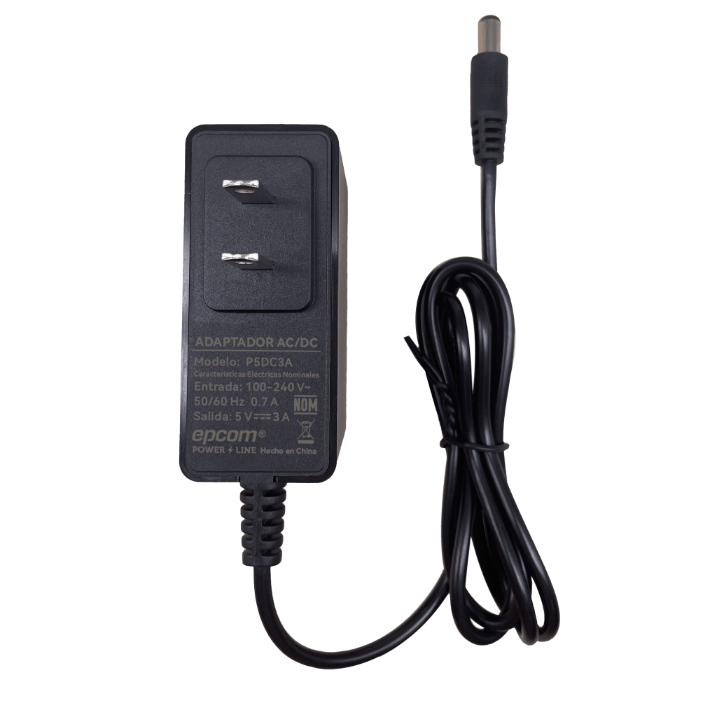 Adaptador de Corriente DC / 5V 3A 15W / Entrada 100-240V AC / Protección Sobre-Corriente y Cortocircuito / LED Indicador / Plug 5.5mm x 2.1mm