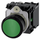 Botón 3SU11000AB401BA0 Sirius 22mm, Color Verde, Incluye soporte y contacto Normalmente Abierto.