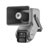 Cámara IP 4 Megapixel + Bocina IP Integrada / Lente Motorizado 2.8 a 12 mm / 7 Watts de Potencia / Exterior IP67 / PoE+ / Metal / DualLight (50 mts IR 20 mts Luz Blanca) /2 Micrófonos Integrados / MicroSD