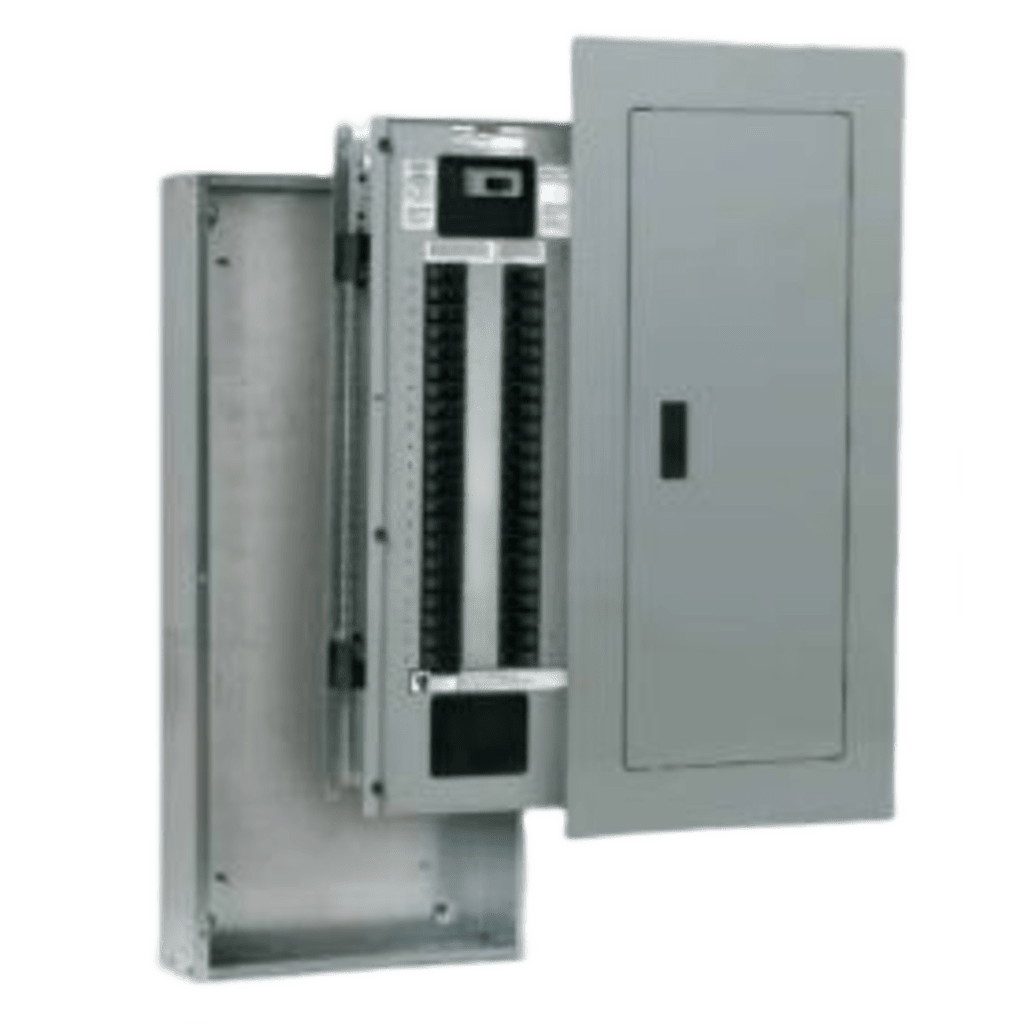 Tablero de alumbrado P1, 18 circuitos, Barras en aluminio 250 AMP, Frente de sobreponer, Sin zapatas principales.