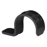 Abrazadera tipo uña de acero galvanizado para tubo de 1/2" con recubrimiento de PVC.
