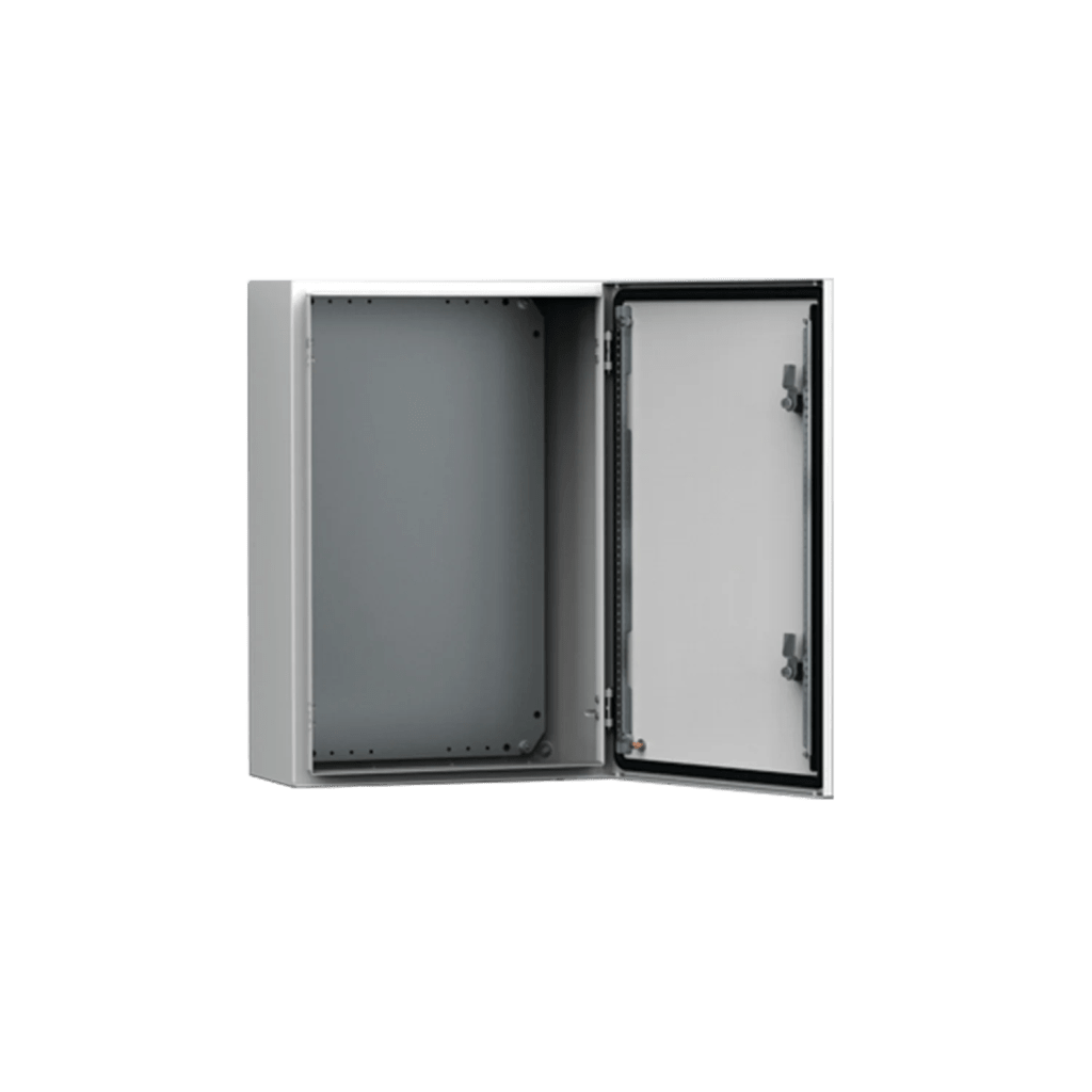 Gabinete de Uso Exterior MAS 600 x 600 x 300 mm NEMA 4/12/13; IP66; IK10 de Acero Dulce 1.5 mm con Platina de Montaje Incluida Color Gris Claro