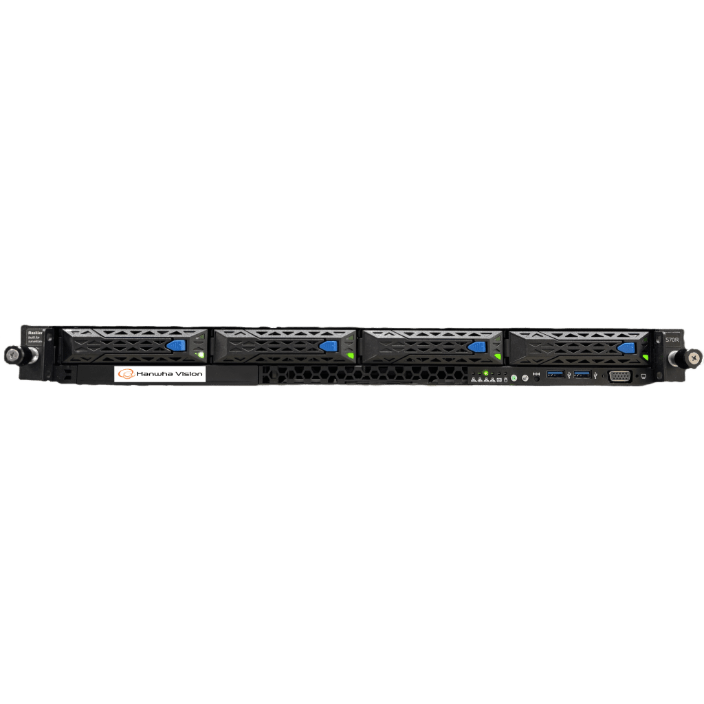 NVR Wisenet WAVE basada en Windows / Montable en Rack 1U / Incluye 1 licencia WAVE-PRO-04 / 470 Mbps throughput / Incluye 80 TB para almacenamiento