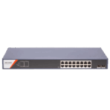 Switch PoE+ / Administrable / 16 Puertos 1000 Mbps PoE+/ 2 Puertos SFP / Configuración Nube desde Hik-PartnerPro / Modo Extendido hasta 300 Metros / 230 W