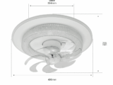Ventilador de Techo con Luminario LED de 110 V CA 50/60 Hz /  88 W / 3 Tonos de Luz (6500 - 4 000 - 2 700 K) / Con giro 360° / Diámetro 495 mm / 6 Velocidades / Dimeable.