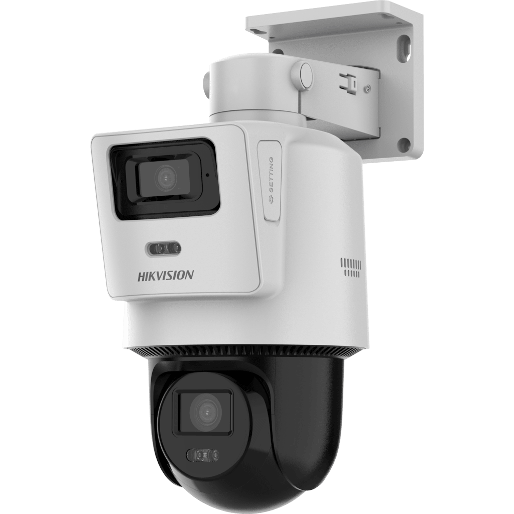 Cámara PTZ TandemVu 4 MP + 4 MP / Lentes 2.8 mm + 8 mm / Dual Light IR + Blanca 30 m / IP66 / Audio Bidireccional