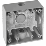 Caja Cuadra de 3/4" a Prueba de Intemperie/ Cuenta con 2 salidas / Con Orejas para Montaje.