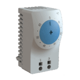 Termostato/Interruptor Para Control de Temperatura en Grados Celsius, Para Uso con Ventiladores, Con Terminales de Conexión, y Clip para Riel Din de 35 mm, Color Gris Claro
