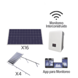Kit solar para interconexión de 5 KW de potencia, 220 Vca con inversor cadena y paneles policristalinos.