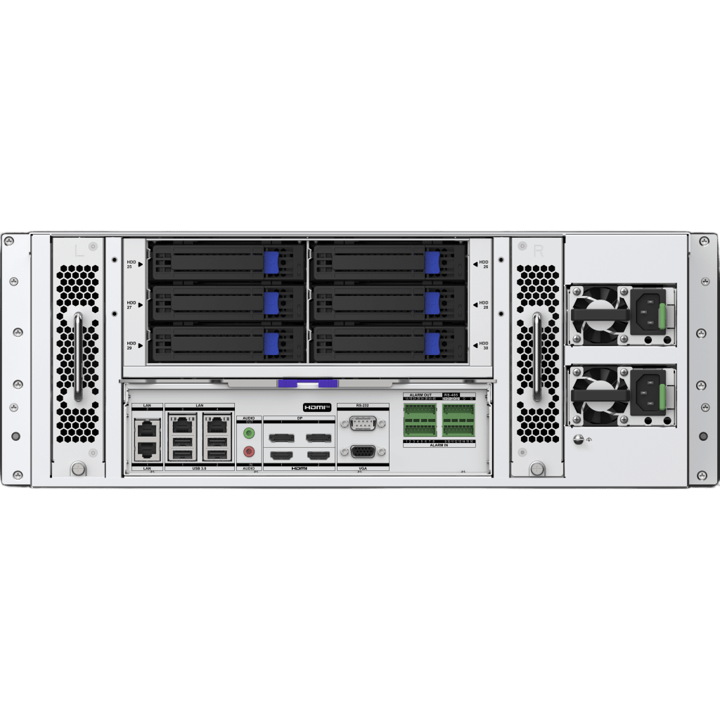 NVR 32 Megapixel (8K) / 256 canales IP / 30 Bahías de Disco Duro (600 TB) / 4 Puertos de Red / Soporta RAID con Hot Swap / ACUSENSE / ANPR - Image 3