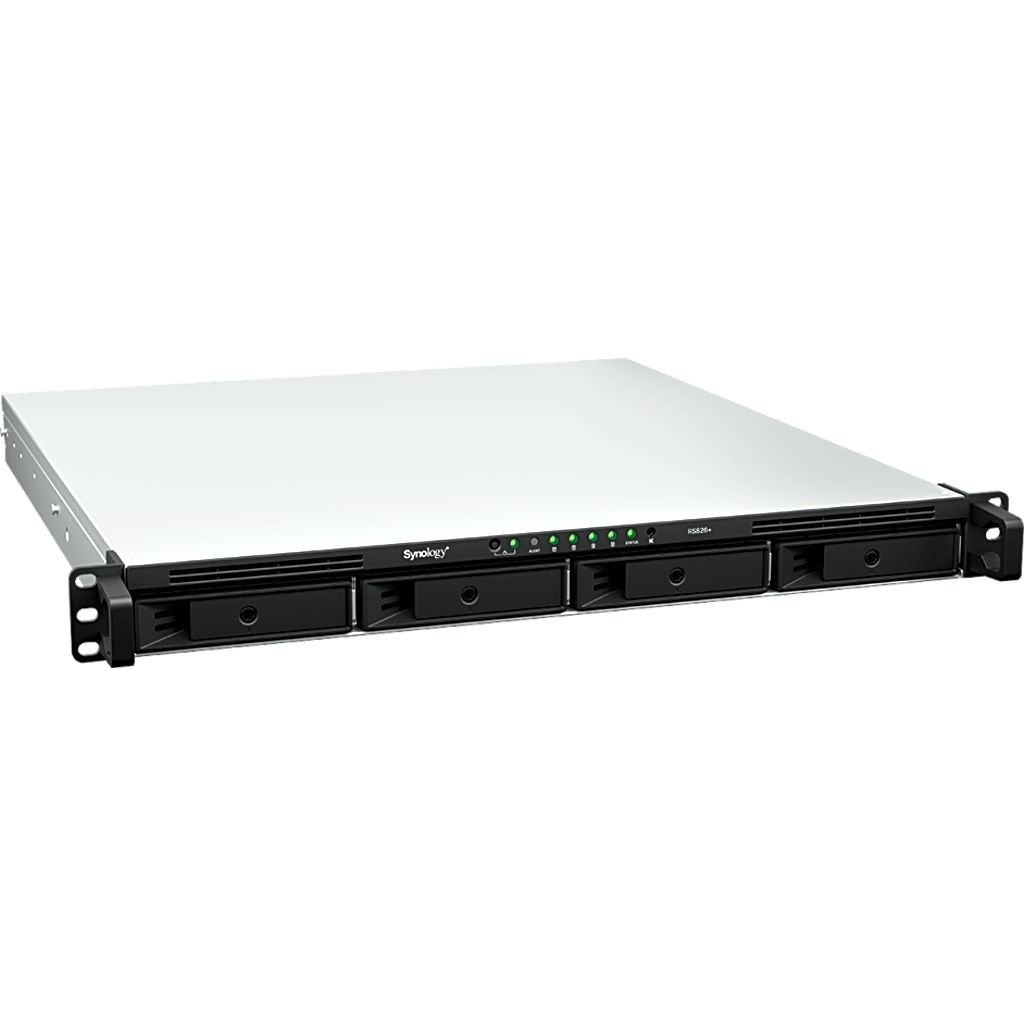 NAS Rackmount 4 Bahías / 1U 44 mm (1.73 in) / AMD Ryzen V1500B 4 Núcleos 2.2 GHz / 4GB DDR4 ECC SODIMM / 4x 1GbE RJ45 / PCIe 3.0 x8 / Escalable a 8 Bahías con RX426 / DSM / Storage Tiering - Image 2