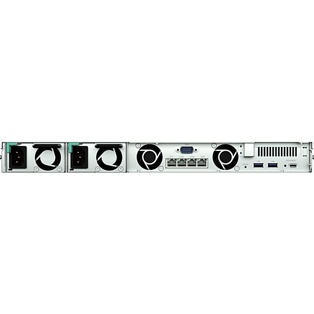Servidor NAS Rackmount / 4 Bahías Hot-Swappable 1U / 2000/1300 MB/s Lectura/Escritura / 4 Puertos 1GbE RJ45 / PCIe 3.0 x8 / Dual Power Supply Redundante / DSM / Almacenamiento Empresarial - Image 3