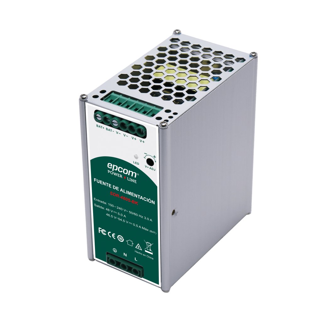 Fuente de Alimentación Industrial Tipo DIN Riel | 48 VCC | 5 A | Capacidad para baterías de respado