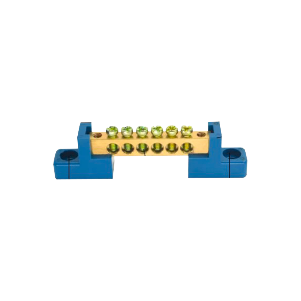 Terminal de CableadoTipo Puente / 6 Orificios / Tornillos M5 / PP Retardante a la Flama / 16 mm² / 80 A / 750 V CA
